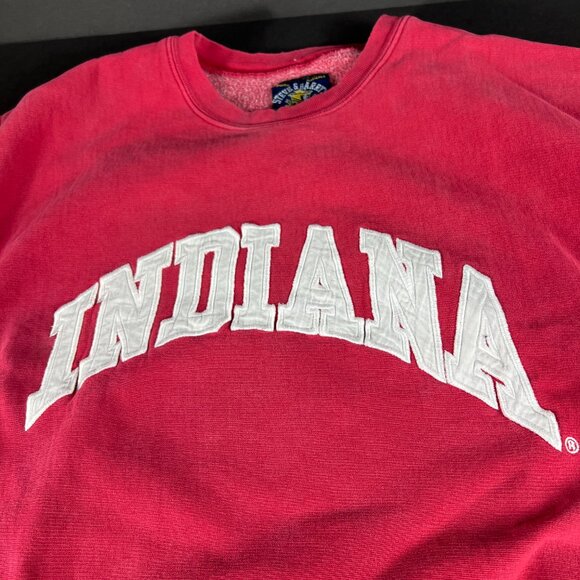 Y2K Steve Barry Indiana Hoosiers Sweatshirt Extra Large Red Distressed Crewneck - Picture 7 of 16